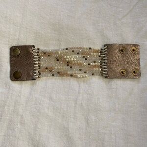 Nakamol Multi Strand Bead & Leather Bracelet 7.5-8.5"